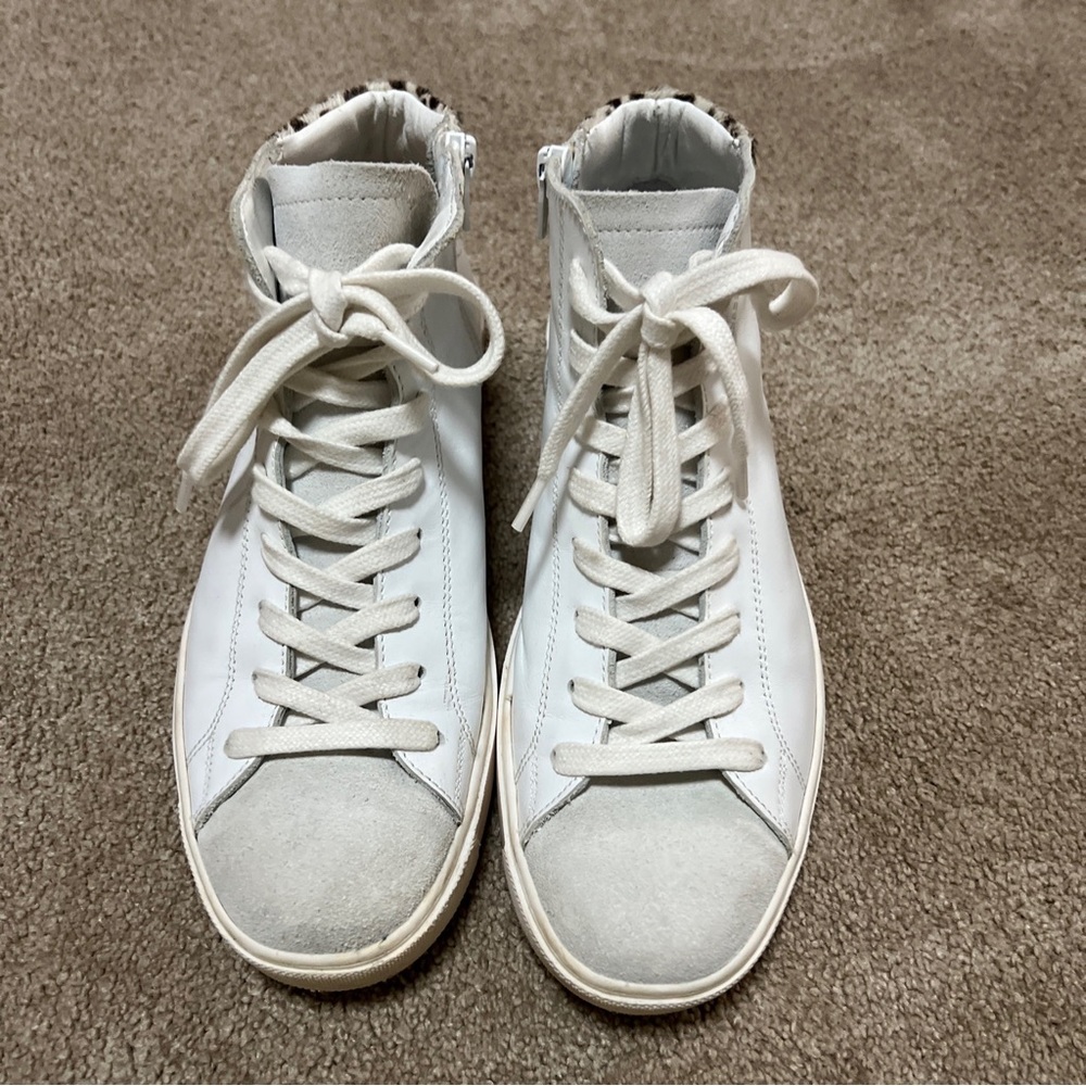 Dof genuine leather white and suede sneakers From Italy. Size 39